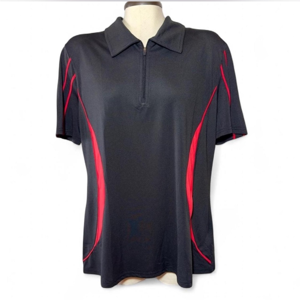 Jack Smith Black and Red Athletic Zip Polo Shirt XL NWT